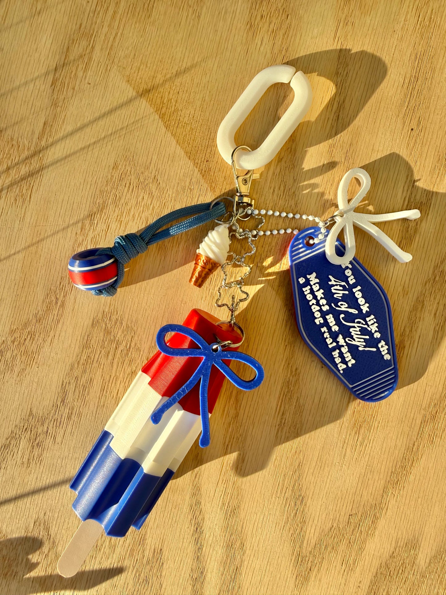 USA Beaded Bag Charm | Patriotic Keychain Accessory