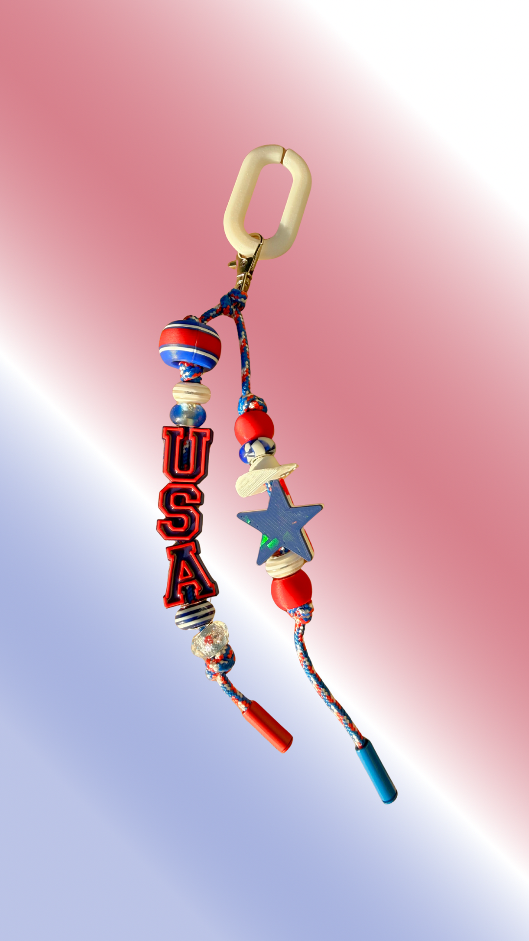 USA Beaded Bag Charm | Patriotic Keychain Accessory