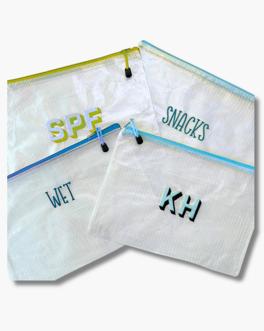 Personalized Mesh Zippered Storage Pouch