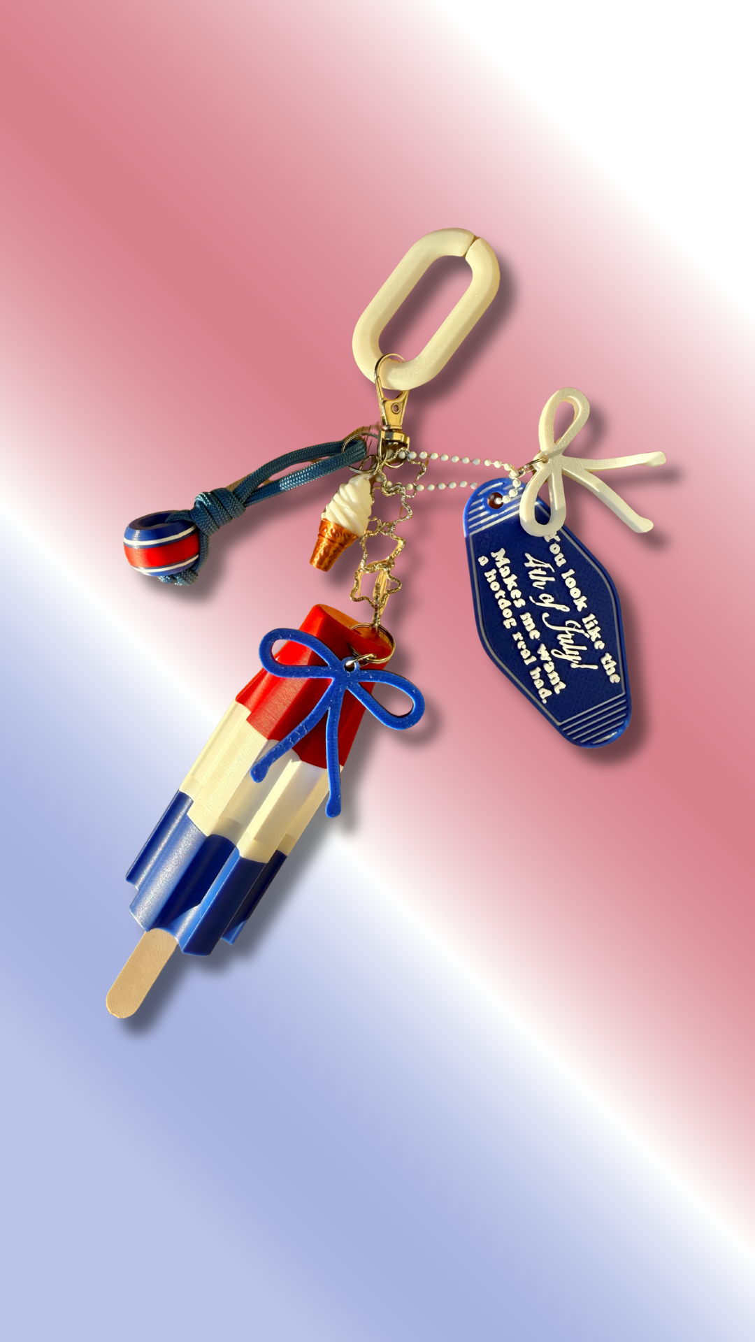 USA Beaded Bag Charm | Patriotic Keychain Accessory