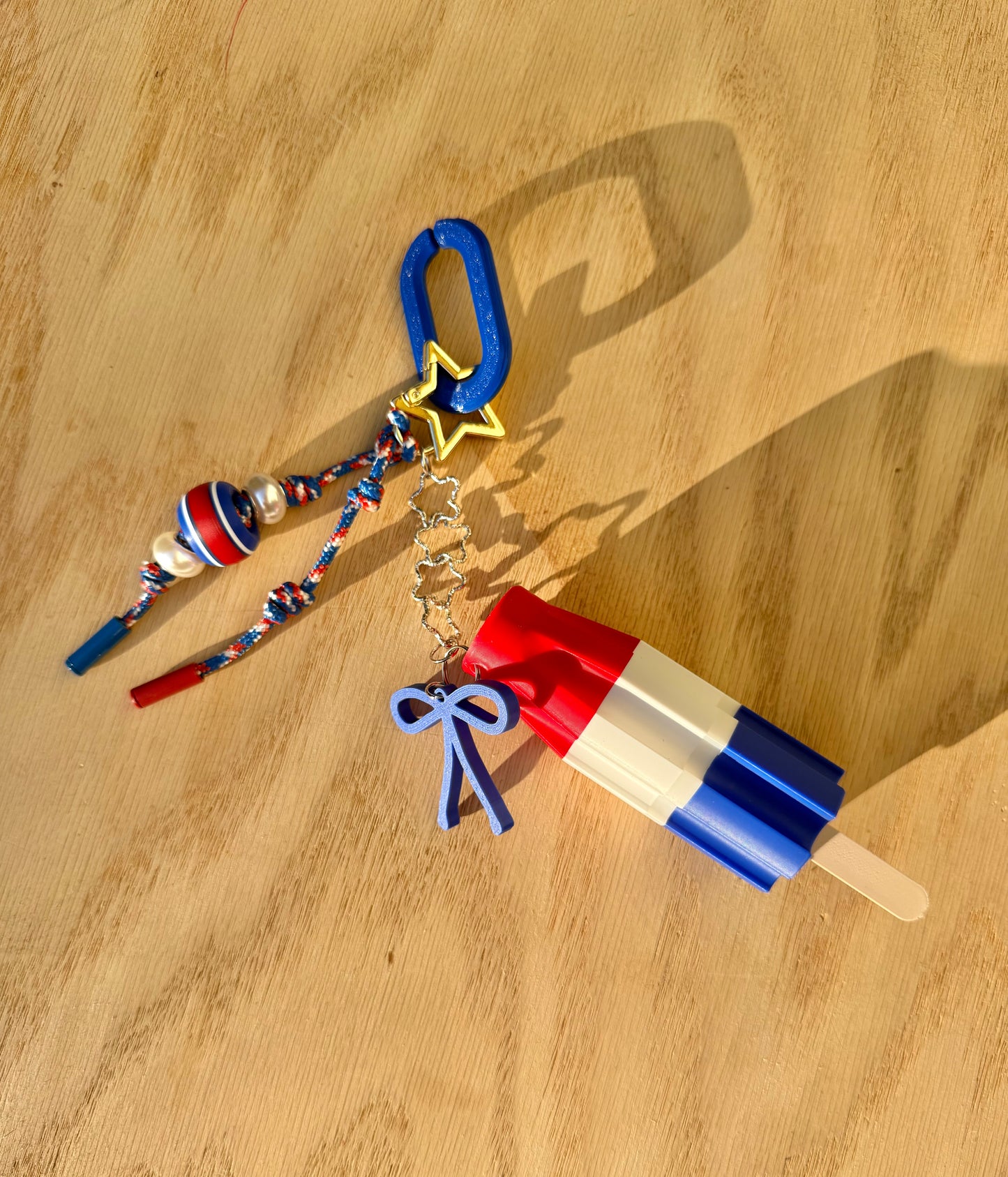 USA Beaded Bag Charm | Patriotic Keychain Accessory