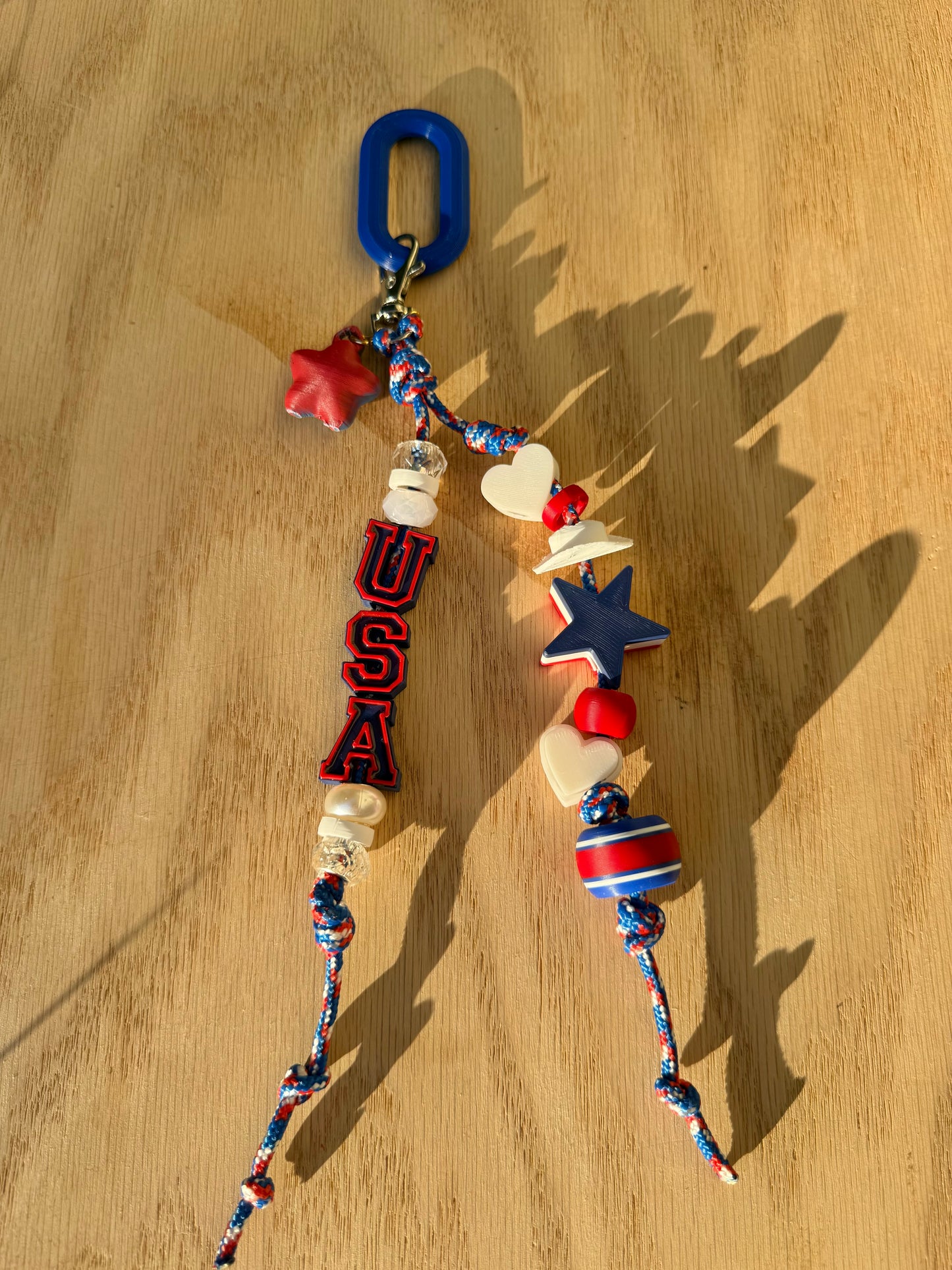 USA Beaded Bag Charm | Patriotic Keychain Accessory