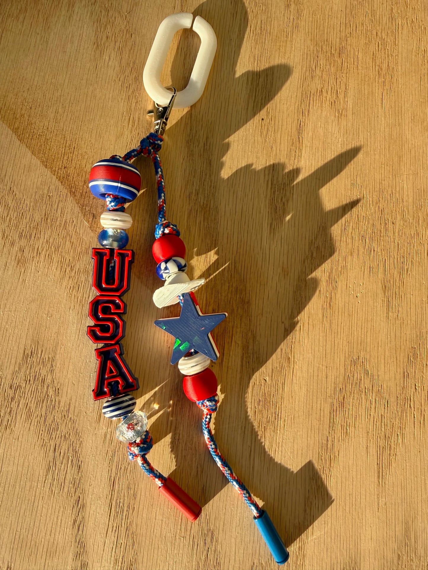 USA Beaded Bag Charm | Patriotic Keychain Accessory