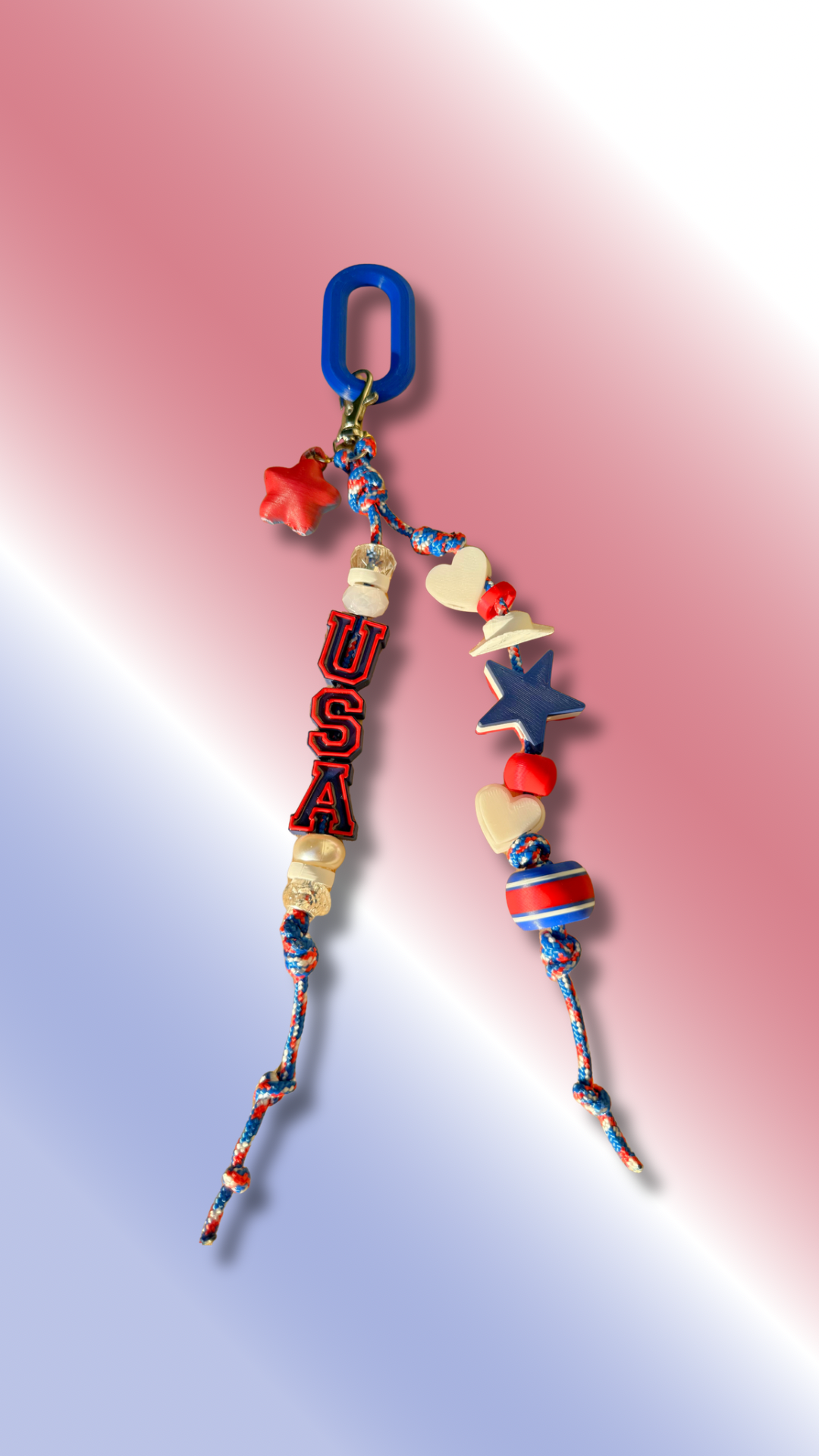 USA Beaded Bag Charm | Patriotic Keychain Accessory