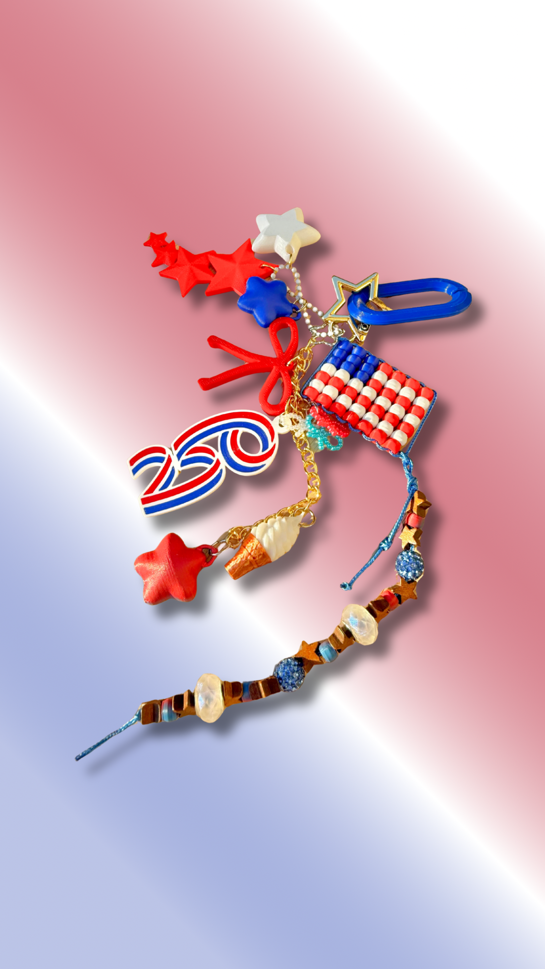 USA Beaded Bag Charm | Patriotic Keychain Accessory